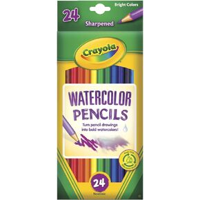 Crayola Non-Toxic Watercolor Colored Pencil Set, 3.3 mm Thick Tip, Assorted Color, Set of 24