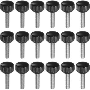 18pcs Knurled Knobs M5 x 20mm Male Thread 16mm Head Grip Plastic Metric Clamping Knobs Handles Thumb Screws with Threaded Stud, Black