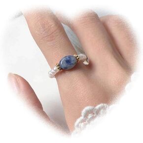 Bohemian Pearl Ring Pearl Beaded Stackable Ring Red Nature Stone Finger Ring Nature Stone Bead Elastic Ring Handmade Stacking Ring for Women and Girls Gifts (Red) in Kuwait