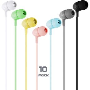 Kids Earbuds Bulk 30 Pack Macaron Colors Mixed, Wholesale Durable Earphones in-Ear Headphones Perfect for Schools Classroom Students Teens Children Gift and Adult