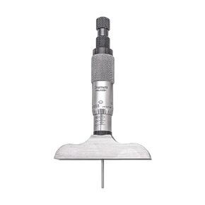 Starrett Micrometer Depth Gage with Non-Rotating Blade Combination Ratchet and Speeder in Case - Ratchet Thimble, 0-3" Range, 0.001" Graduation, 2-1/2" Base, 3 Rods - 449AZ-3R