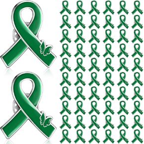 Green Ribbon Lapel Pins Mental Health Awareness Pin Hope Brooch Badge Items Favors Gifts for Campaigns Event