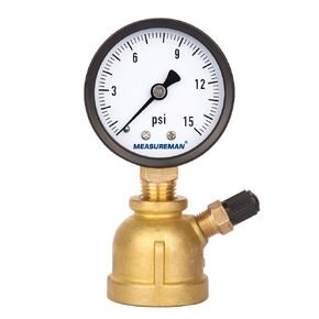 MEASUREMAN 2" Steel Gas Pressure Test Gauge Assembly, 3/4" FNPT Connection, 0-60Psi/kpa, -3-2-3% Accuracy