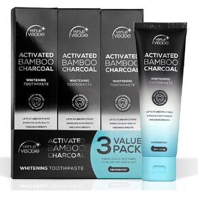 Venus Visage Activated Charcoal Toothpaste for Whitening Teeth - Black Toothpaste, Charcoal Whitening Toothpaste, Best Whitening Toothpaste (Pack of 3)