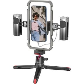 SmallRig All-in-One Universal Phone Video Rig Kit, Accessories: Phone Cage, Wireless Control Handles, Power Bank Holder, Quick-Release Table Tripod for iPhone Vlogging Kit or YouTube Starter-4120
