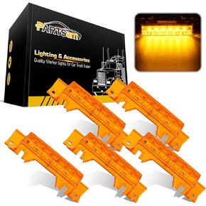 Partsam 5PCS Clear Lens 6LED Amber Cab Light Truck Trailer Top Cab Marker Roof Running Light Waterproof Reflective Lights Assembly Compatible with 2004 VN/2003-2020 VNL Trucks
