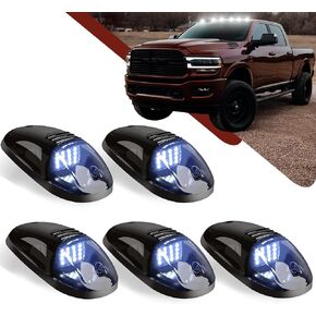 5-Piece White Smoked Lens Cab Roof Marker Lights with Wire Harness - Replacement for 2003-2018 Pickup Trucks 1500, 2500, 3500, 4500, 5500 (264146BK) in Kuwait