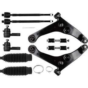 ECCPP - 10PCS Front Lower Control Arm And Ball Joint Inner Outer Tie Rod End Sway Bar Link Steering Boot Compatible Fit 2002-2006 For Mitsubishi Lancer Suspension Kit