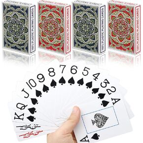Plastic Waterproof Playing Cards 4 Pack Poker Cards Jumbo Index Large Print Playing Cards for Adults Seniors Bulk Decks of Cards Set Professional Poker Cards