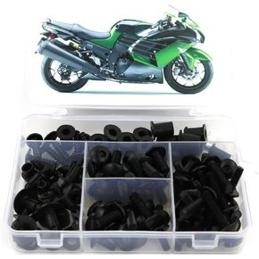 Xitomer Full Sets Fairing Bolts Kits, Fit for ZX-14R ZZR 1400 2012 2013 2014 2015 2016 2017 2018 2019-2024, Mounting Kits Washers/Nuts/Fastenings/Clips/Grommets (Matte Black)