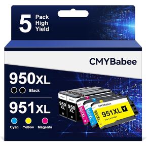 CMYBabee Compatible 950XL and 951XL Ink Cartridges Combo Pack Replacement for HP OfficeJet Pro 8600 8610 8615 8620 8625 8630 8100 276dw 251dw Printer (2 Black, 1 Cyan, 1 Magenta, 1 Yellow, 5-Pack)