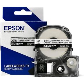 LABELWORKS Epson 205STBWPX Heat Shrink Tube - Black on White - 5mm in Saudi Arabia
