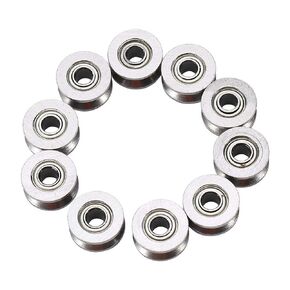 Akozon 10pcs U624ZZ U Groove Bearing Roller 4 X 13 X 7 mm Guide Pulley for Linear Longboard Skateboard Deep Groove Ball Bearing