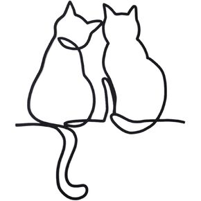 Metal Wall Art Decor Minimalist Abstract Cat Wall Decor Metal Cat Wall Art Line Drawing Wall Art Decor Metal Wall Decor for Living Room Bedroom Wall (Roll)