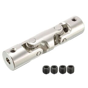 D14mm x L58mm I.D. Universal Steering Shaft U-Joint, Rotatable Three-Section Universal Steering Shaft Coupling Connector, Steering Coupler,8mm to 8mm
