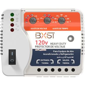 Voltage and Wiring Surge Protector for Refrigerator TV 2400W Appliance AIR Conditioning Inverter Mini Split Adjustable Over/Under Voltage and Delay Time Voltage 120v 220V 140J (White (120V))