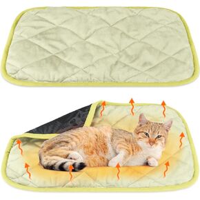 2 Pack Self Heating Cat Mat Self Warming Pet Pads Washable Self Heating Kennel Mat Dog Crate Pad Reflects Body Heat Non Skid Cat Thermal Pads for Puppy Cat Indoor Outdoor (Beige, 16 x 20 Inch)