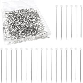 600 PCS Sewing Pins, Straight Pins with 1.5 Inch, White Pearlized Ball Head Quilting Pins, Sewing Pins for Fabric, Jewelry DIY, Craft and Sewing Supplies