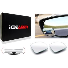 ICBEAMER قطعتان من مرآة النقطة العمياء الخلفية للسيارات على شكل مروحة، تصميم دوار 360 درجة، مرآة جانبية للسيارات، مرآة زاوية واسعة، مرآة رؤية خلفية محدبة للسلامة لسيارة شاحنة فان in Kuwait
