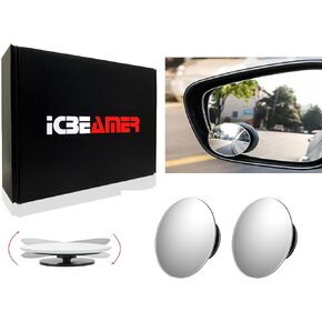 ICBEAMER 2 Pieces Fan-Shaped Automobile Rear Blind Spot Mirror, 360 Degree Rotating Design, Automobile Side Mirror Wide Angle Mirror Safety Convex Rearview Mirror for Car Truck Van