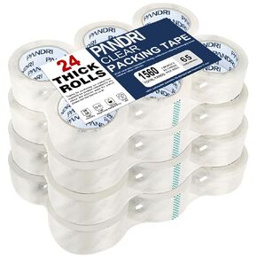 PANDRI Clear Packing Tape, 24 Rolls Heavy Duty Packaging Tape for Shipping Packaging Moving Sealing, 1.88 inches Wide, 65 Yards Per Roll, Total 1560 Yards