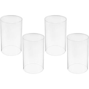 VOSAREA 4pcs Glass Candle Holder Open Ended Tube Shade Bottomless Cylinder Candle Cover for Wedding Festival (10X7X7CM)