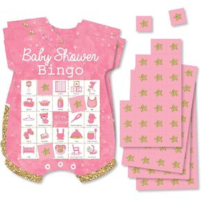 Big Dot of Happiness Pink Twinkle Twinkle Little Star - Picture Bingo Cards and Markers - Baby Shower Shaped Bingo Game - Set of 18 in Saudi Arabia