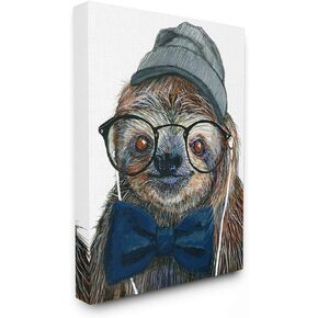 Stupell Industries Modern Sloth Funny Animal Portrait Drawing Canvas Wall Art, Multi-Color