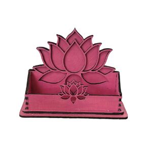 Lotus Flower Wood Business Card Holder, Elegant Desk Accessory and Organizer, Multiple Colors (Slate)