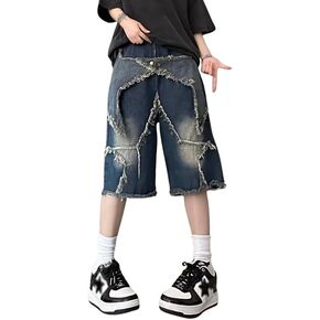 Y2K Baggy Jean Shorts for Women Men Denim Pants Star Y2k Jorts Girls Aesthetic Summer Clothing Grunge