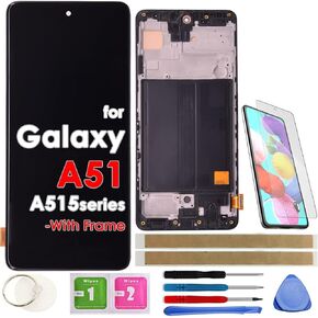 LCD Screen Replacement Touch Display Digitizer Assembly (6.5" with Frame) for Samsung Galaxy A51 A515 A515F A515F/DS A515F/DSN SM-A515F/DST SM-A515F/DSM SM-A515F/N (Not for A51 5G)