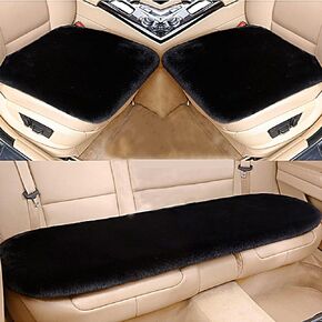 Faux Sheepskin Car Seat Cushions(Full Set), Fluffy Non-Slip Seat Covers, Fuzzy Heat-Insulted Pads Mats Universal Fit Auto, SUV, Truck, Office and Home