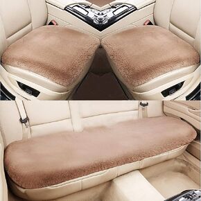 Faux Sheepskin Car Seat Cushions(Full Set), Fluffy Non-Slip Seat Covers, Fuzzy Heat-Insulted Pads Mats Universal Fit Auto, SUV, Truck, Office and Home