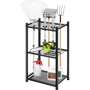 VIVOSUN Garden Tool Organizer, Heavy Duty Steel Tool Rack Tool Stand, Up to 35 Long-Handled Tools, Yard Tool Storage for Garage Shed Home and Outdoor, Angular Style with Anti-tipping Design