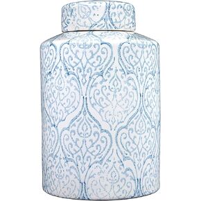 Blue & White Decorative Ginger Jar with Lid