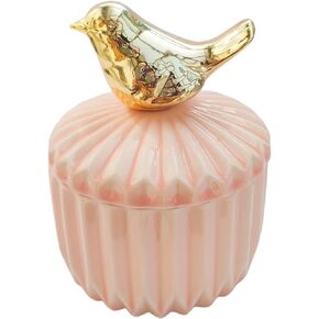 Decorative Jar with Lid Pink-Vintage Jewelry Box Ceramics-Small Decorative Boxs Glass-Candy Coffee Cookie Small Jars with Lids for Kitchen