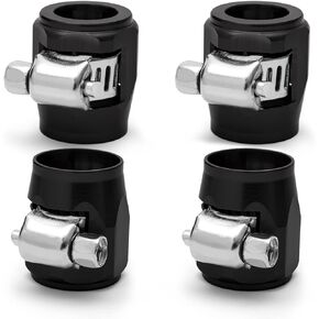 AN4 Flexible Hose Finisher Clamp Rubber Hose Pipe Clip with Screw Band for Gas/Oil/Fuel/Diesel/Air and Water Hose Tube, Black, 4Pcs