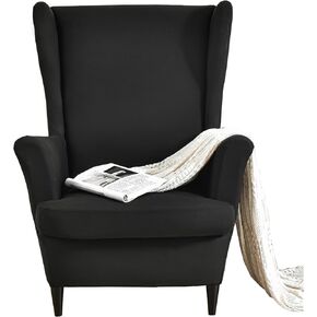 Waterproof Wingback Chair Cover, Stretch Jacquard Wing Chair Slipcovers 2 Piece, Wingback Armchair Sofa Slipcover Super Soft Fabric Furniture Protector with Elastic Bottom for Living Room Bedroom