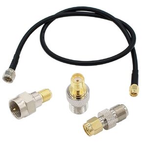 SMA to F Adapter SMA Male to F Type Male 20 inch RG58 Coax Coaxial Extension Cable +3pcs F Type to SMA Male Female Connector for RF Application