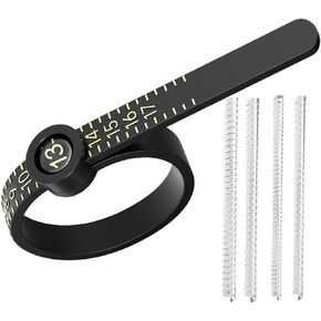 Ring Sizer & Adjuster Sets: Smart Ring Size Measuring Tool with Magnifier, and 4 Sizes Silicone Ring Size Adjuster for Loose Rings