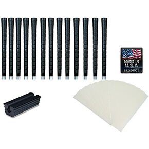 Tacki-Mac Golf Grips Standard Size Black Pro Tour Wrap Grip Kit (13 grips, grip tape, clamp, instructions)