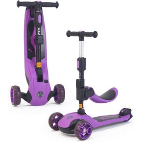 Kick Scooter Adjustable Height for Kids Ages 2-6 3 Wheel Scooter with LED Light and Extra Wide Deck ，Kids Scooter， Blue