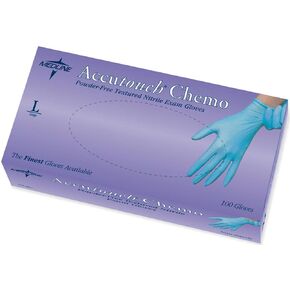 Medline Accutouch Chemo Nitrile Exam Gloves, Powder-Free, Latex-Free, High Tensile Strength, Use with Chemotherapy Drugs, Blue, Medium (Pack of 1000),MDS192085