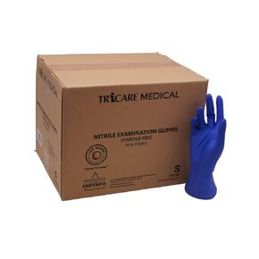 Low Derma Large Nitrile Exam Gloves, Blue, 4.7 mil, Medium Duty, Latex-Free, Powder-Free, Chemo Drug Tested, Case of 1000