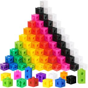 Jenaai 200 Pieces Linking Cubes for Math Counting Cubes, Plastic Counting Blocks, Colorful Math Manipulatives Classroom Learning Supplies for Preschool Activities Boy Girl(Simple Style)