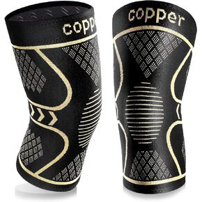 Copper Knee Braces for Women and Men 2 Pack, Knee Compression Sleeve for Knee Pain, Arthritis,ACL, Meniscus Tear, Joint Pain Relief, Knee Support for Running, Working Out, Fitness, Weightlifting