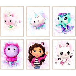 مطبوعات BigWig لديكور حائط بيت الدمية غابي - ديكور غرفة بيت الدمية غابي، ملصق بيت الدمية غابي، ديكورات عيد ميلاد بيت الدمية غابي، ديكورات بيت الدمى غابي - مجموعة غير مؤطرة من 9 (8 × 10) in Kuwait