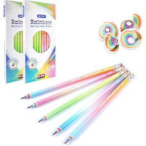 ECOTREE Easter Basket Stuffers for Teens, Pencils #2 Pre-sharpened Rainbow Pencils for Kids, School Supplies, 12 Pack