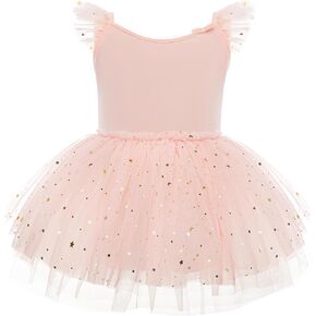 Ballet Leotards for Girls - Toddler Dance Leotard Flutter Sleeve Dance Dress with Removable Tutu Skirt Combo