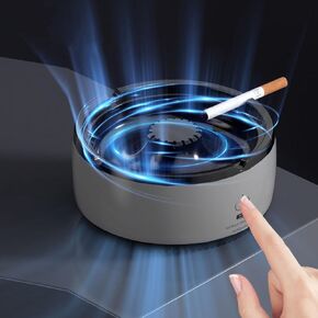 Multifunctional Smokeless Ashtray Indoor Outdoor Ashtray Air Purifier Desktop USB Rechargeable Electric Ashtray Filters for Home Office (Grey)